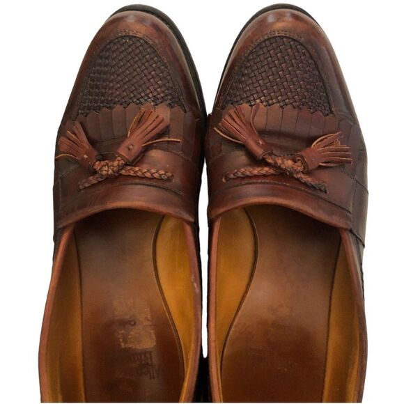 Allen Edmonds Cody Loafers 11.5 Brown Leather Tassel Kiltie Woven Classic Men’s - Picture 4 of 15